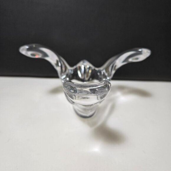 Vintage Mid-Century Modern Heavy Lead Crystal Flying Bird Clear Art Glass Bowl - Picture 4 of 12